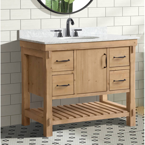 Three Posts™ Kordell 30'' Single Bathroom Vanity with Carrara Marble